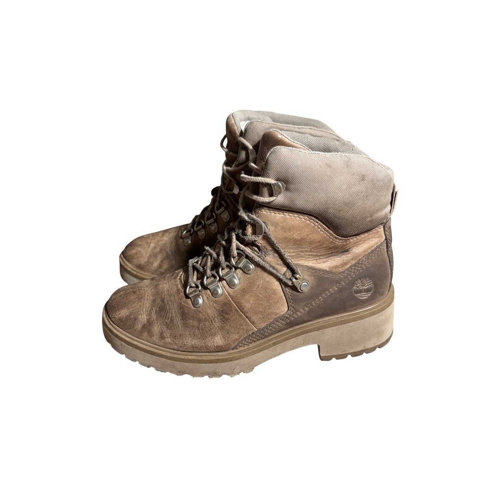 Timberland 7 Courmayeur Valley Brown Leather Hiking Boots Womens Lug Sole Gorp